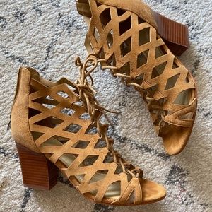 Marc Fisher Lace Up Wood Block Heels